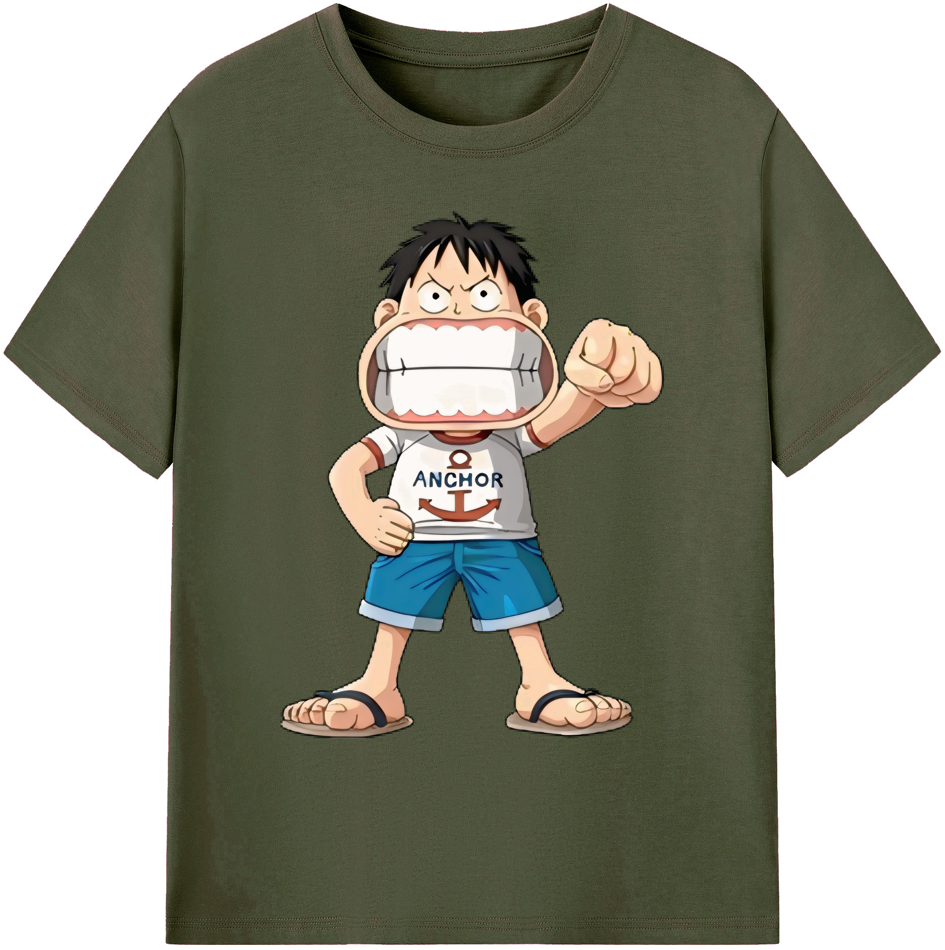 ワンピース モンキー・D・ルフィ ONE PIECE Monkey D. Luffy 綿100％ メンズ半袖Tシャツ｜肌触りやわらか＆通気性